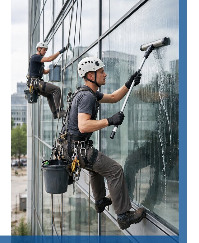 Мойка витражей альпинистами в Озёрске от 710 р. под ключ|ВЫСОТНИК-Озр