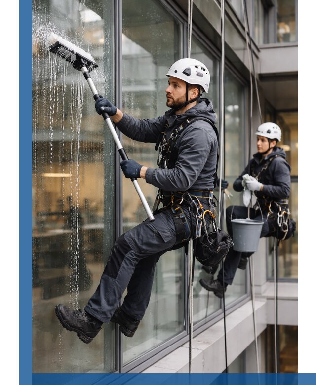 Профессиональная мойка витражей промышленными альпинистами в Озёрске