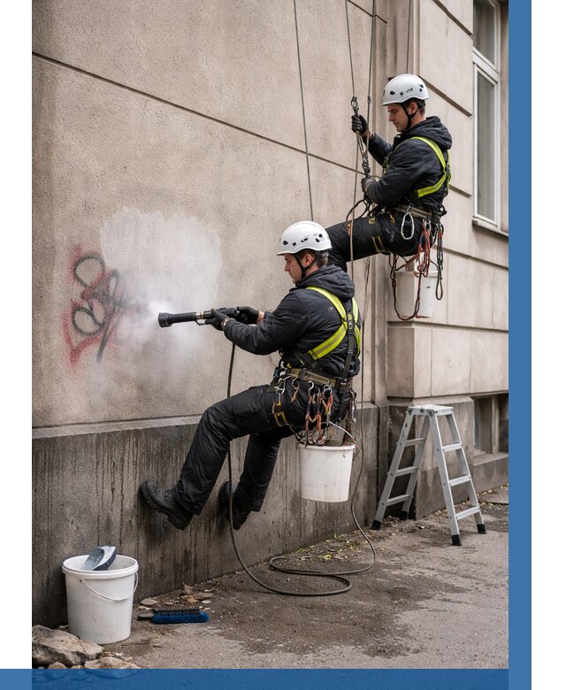 Удаление граффити с фасада в Озёрске от 4564 р. | ВЫСОТНИК-Озр