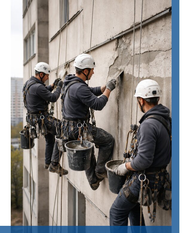 Ремонт бетонных элементов фасада в Озёрске от 2536 р. | ВЫСОТНИК-Озр