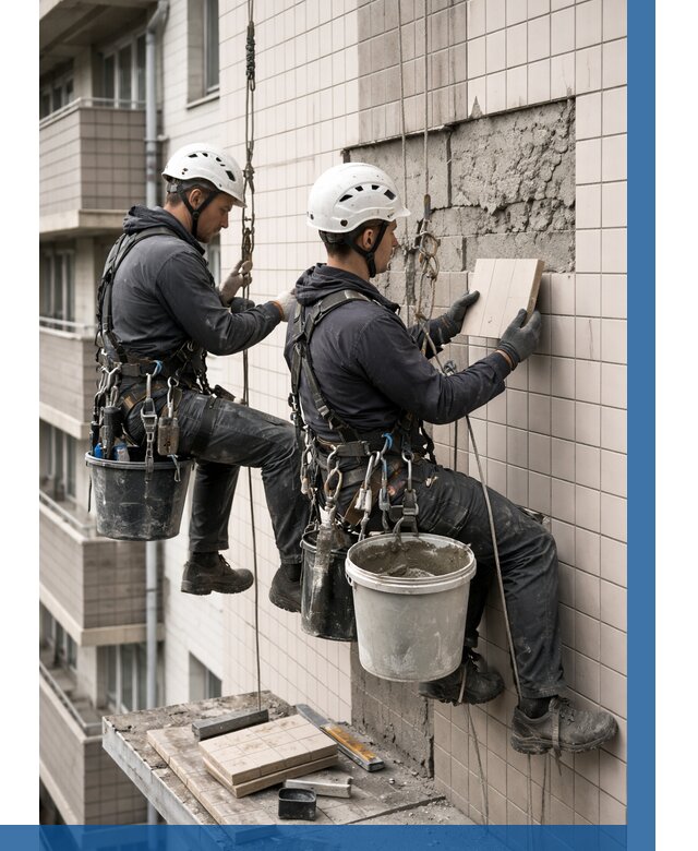 Ремонт облицовки фасада плиткой в Озёрске от 1826 р. | ВЫСОТНИК-Озр