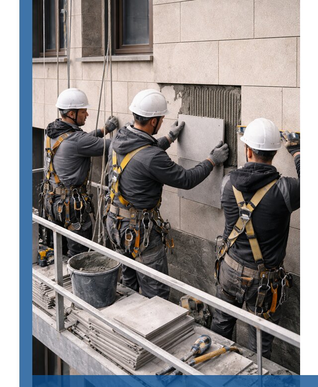 Ремонт облицовки фасада плиткой в Озёрске с гарантией