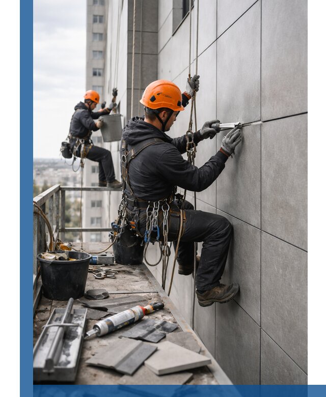 Профессиональный ремонт фасада из керамогранита в Озёрске