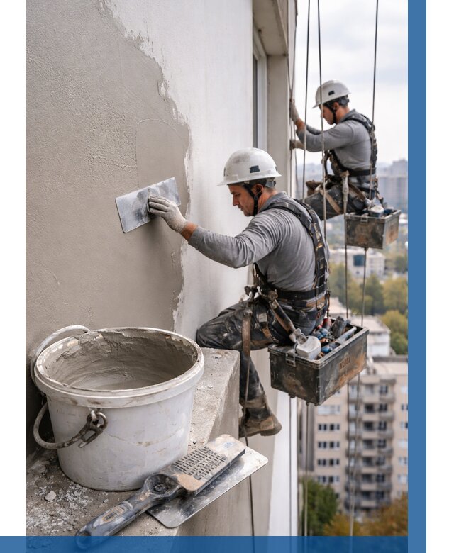 Шпаклевка фасада на высоте в Озёрске от 710 р. | ВЫСОТНИК-Озр