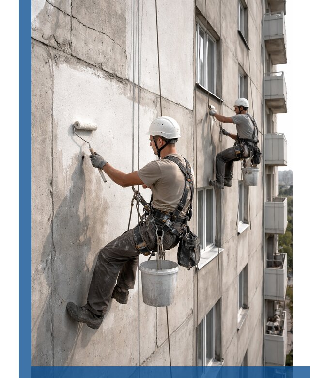 Покраска бетонного фасада в Озёрске для жилых и промышленных объектов