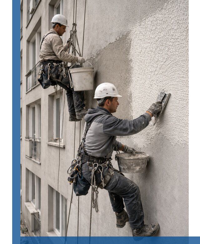 Нанесение декоративной штукатурки короед на фасад в Озёрске