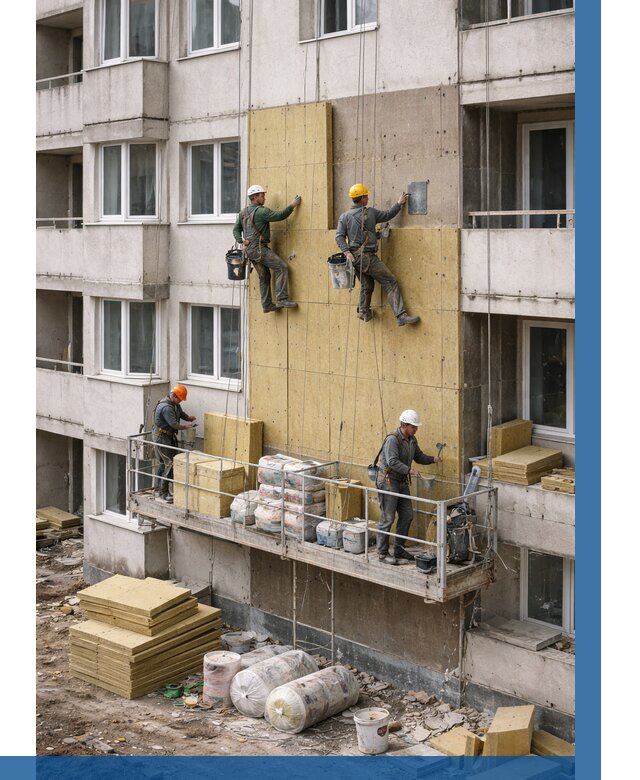 Утепление фасада минватой в Озёрске от 1521 р. | ВЫСОТНИК-Озр