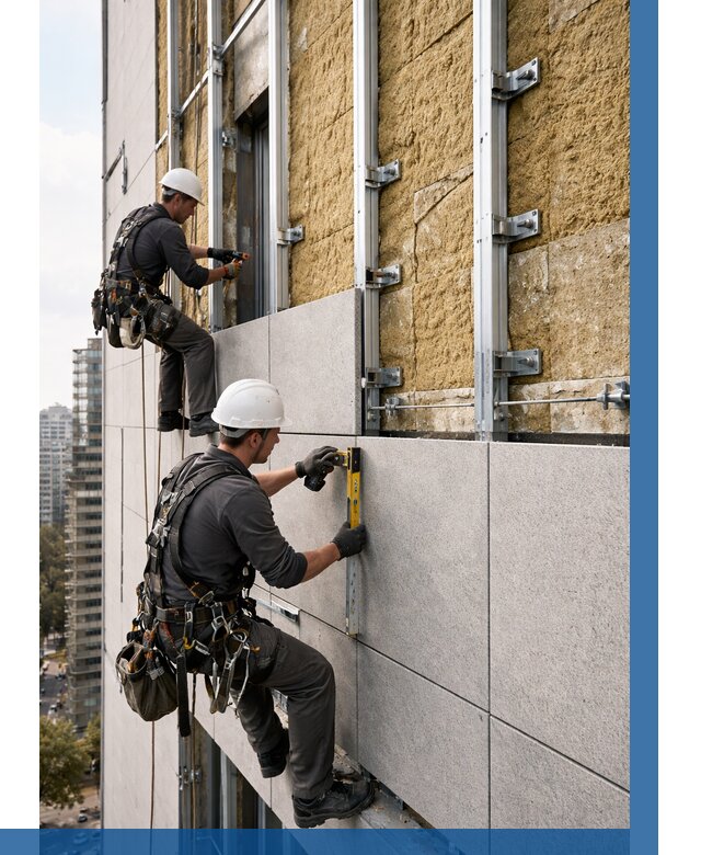 Монтаж вентилируемого фасада в Озёрске от 3550 р. | ВЫСОТНИК-Озр