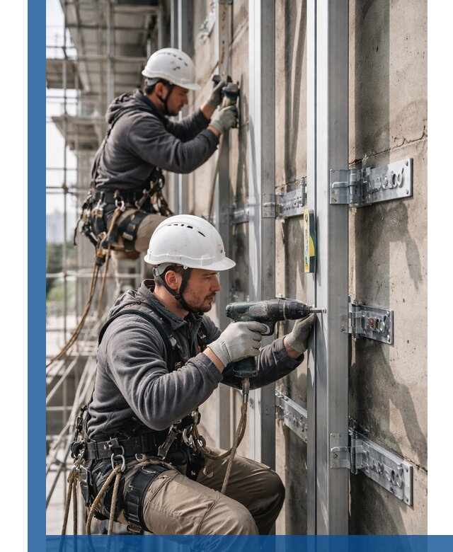 Монтаж и крепление подсистемы вентфасада в Озёрске