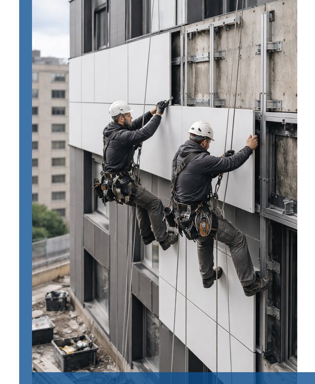 Монтаж композитных панелей фасада в Озёрске под ключ