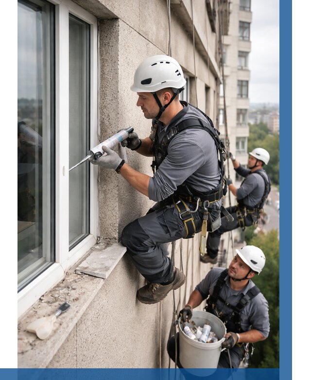 Герметизация оконных швов снаружи в Озёрске от 1521 р. | ВЫСОТНИК-Озр