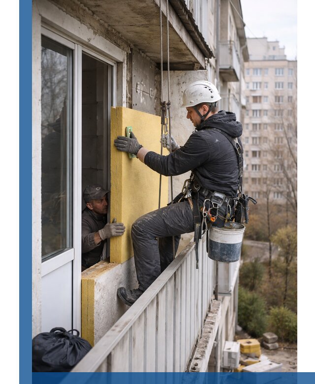 Профессиональное утепление балкона снаружи в Озёрске под ключ