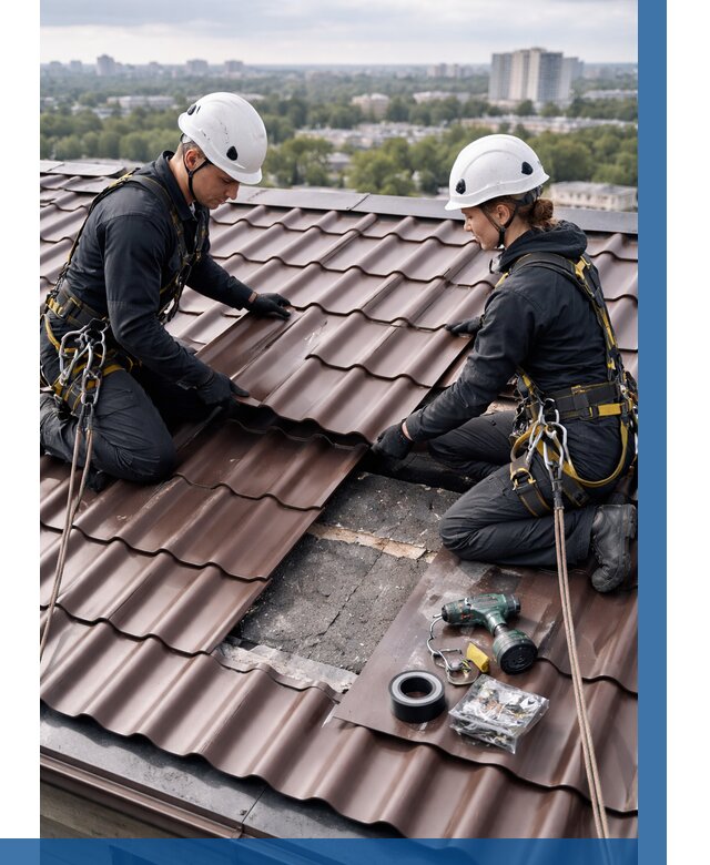 Ремонт металлочерепицы на крыше в Озёрске от 913 р. | ВЫСОТНИК-Озр