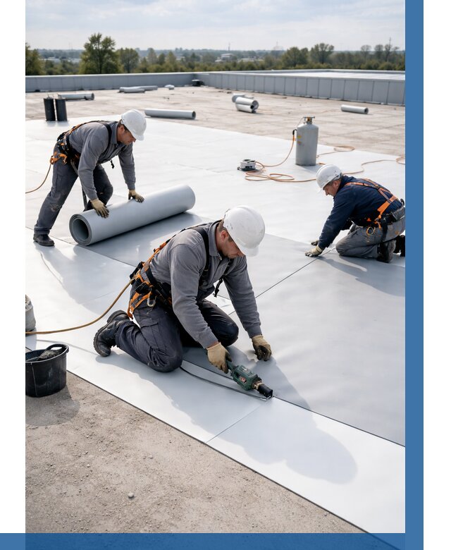 Монтаж мембранной кровли под ключ в Озёрске от 1217 р. | ВЫСОТНИК-Озр