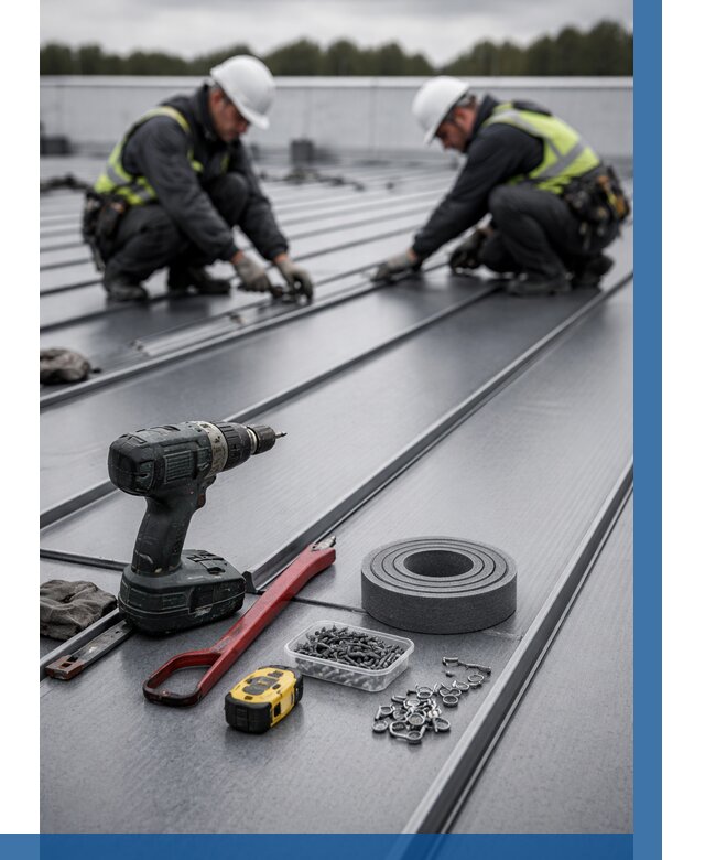 Монтаж фальцевой кровли в Озёрске от 1826 р. | ВЫСОТНИК-Озр