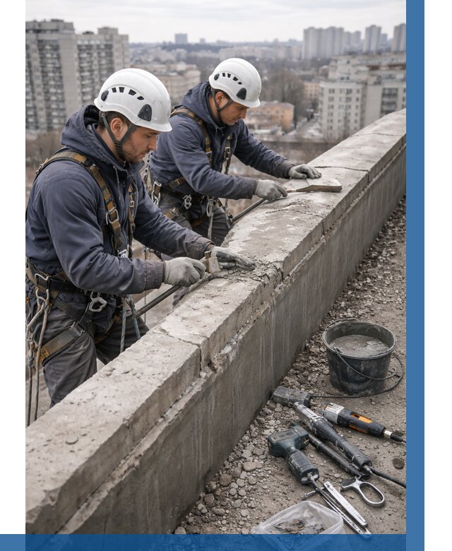 Ремонт парапета на кровле в Озёрске от 1521 р. | ВЫСОТНИК-Озр