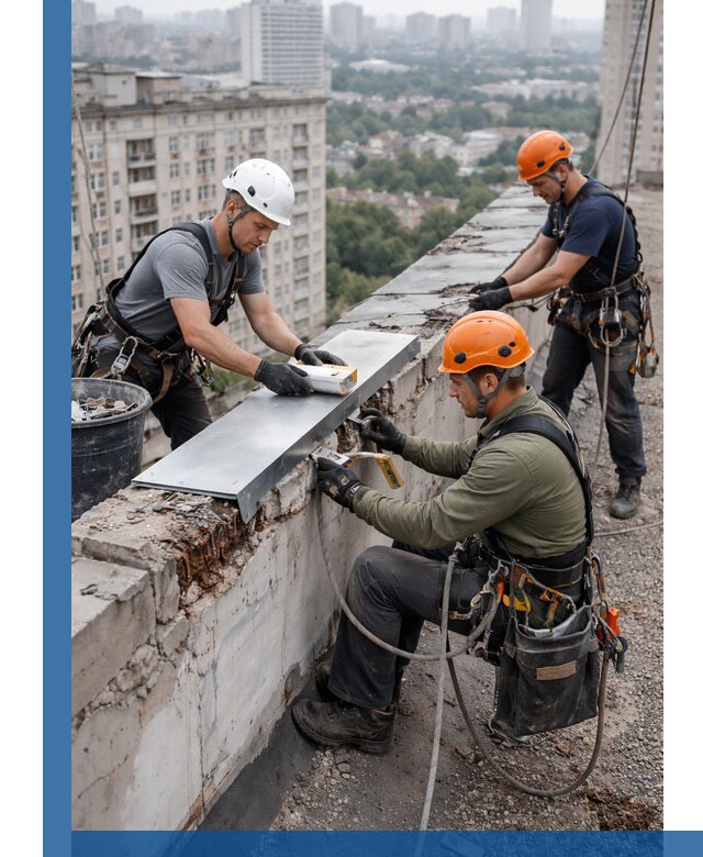 Ремонт парапета на кровле в Озёрске, высотные работы с гарантией