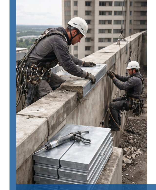 Замена парапетных крышек и установка новых в Озёрске