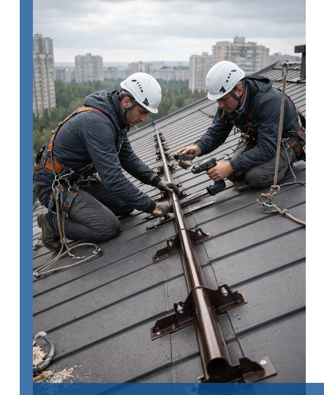 Монтаж снегозадержателей на кровле зданий в Озёрске под ключ