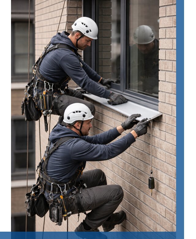 Монтаж оконных отливов под ключ в Озёрске от 3550 р. | ВЫСОТНИК-Озр