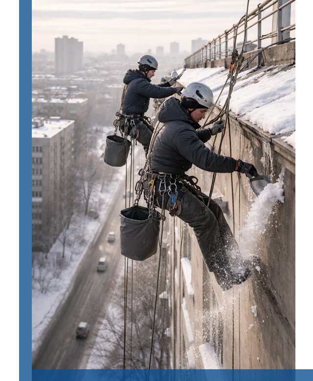 Очистка карнизов от снега в Озёрске профессионально и безопасно