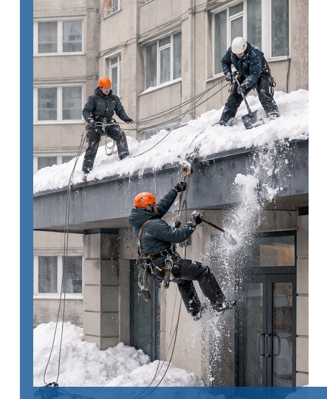 Безопасная очистка навесов от снега в Озёрске круглогодично