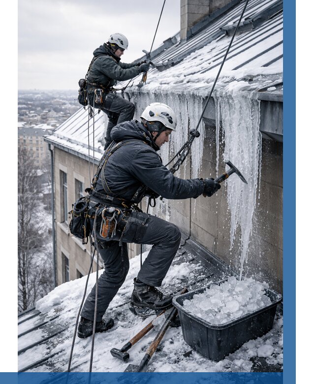 Удаление наледи с кровли в Озёрске от 5578 р. | ВЫСОТНИК-Озр