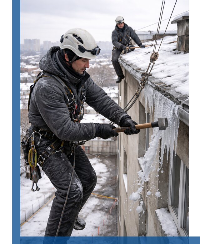 Сбивание и удаление сосулек с крыши в Озёрске безопасно