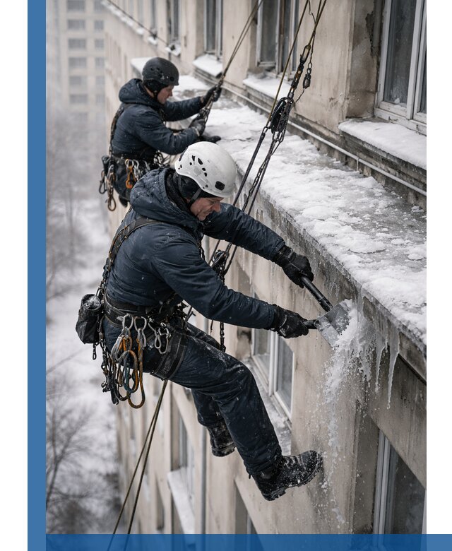 Удаление наледи и сосулек с карнизов в Озёрске профессионально
