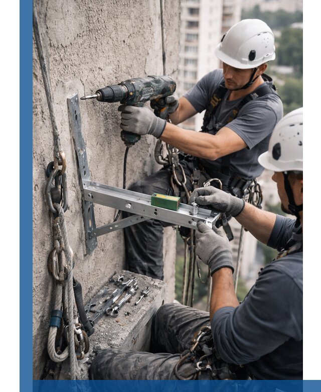 Установка кронштейнов кондиционера и крепежа в Озёрске