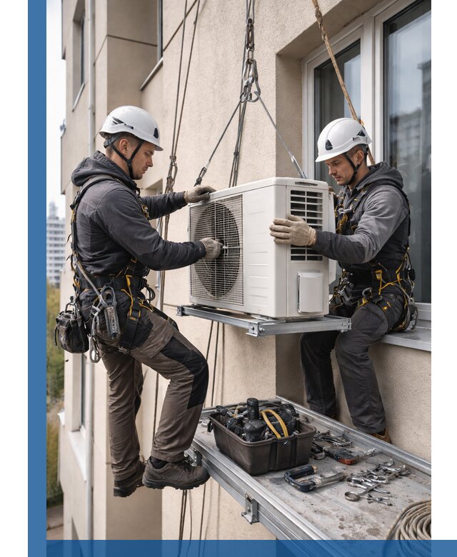 Перенос внешнего блока кондиционера в Озёрске с монтажом и крепежом