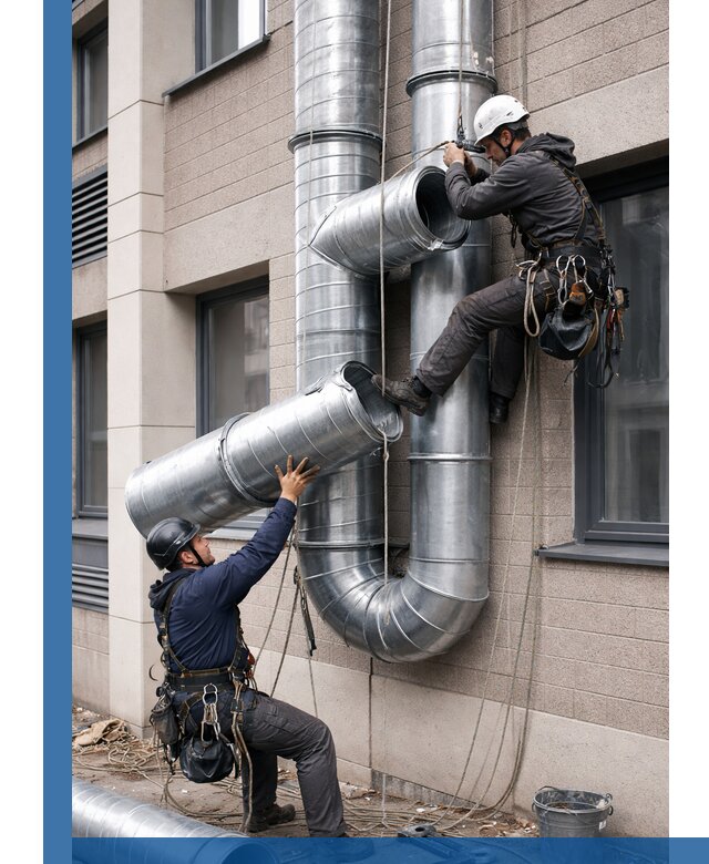 Монтаж фасадных воздуховодов в Озёрске с герметизацией и крепежом