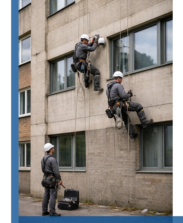 Монтаж фасадных камер видеонаблюдения в Озёрске под ключ