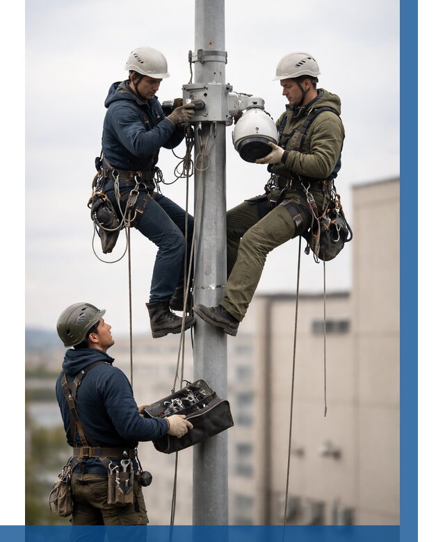 Установка видеокамер на мачте в Озёрске от 8621 р. | ВЫСОТНИК-Озр