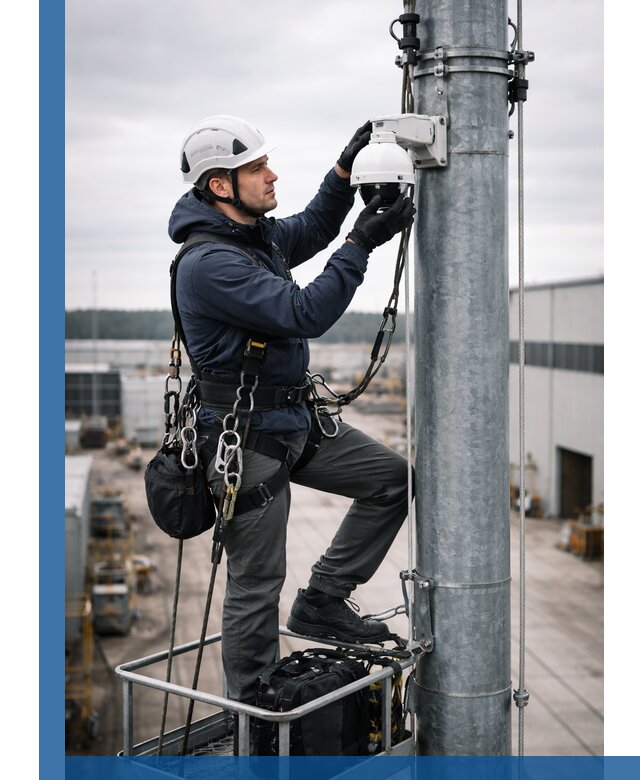 Профессиональная установка видеокамер на мачте в Озёрске