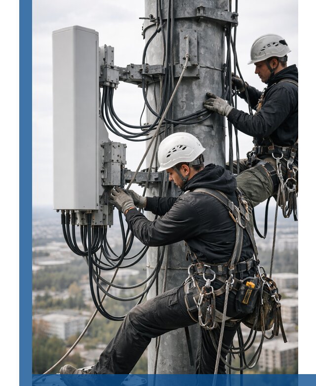 Монтаж оборудования связи на мачте в Озёрске с пусконаладкой