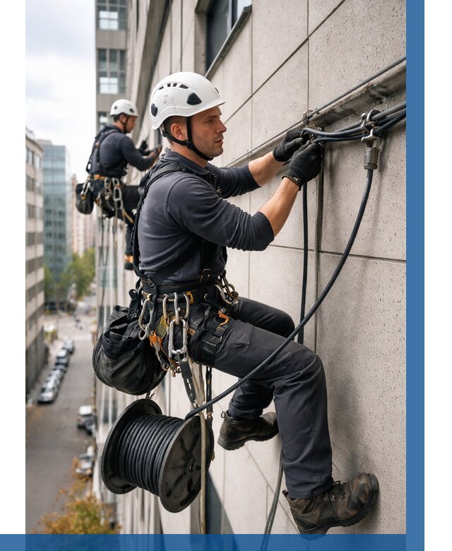 Прокладка кабеля по фасаду в Озёрске от 355 р. | ВЫСОТНИК-Озр