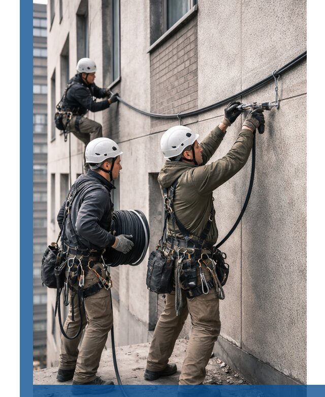 Прокладка кабеля по фасаду в Озёрске, профессиональный монтаж