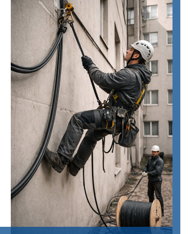 Протяжка кабеля питания на высоте в Озёрске от 456 р. | ВЫСОТНИК-Озр