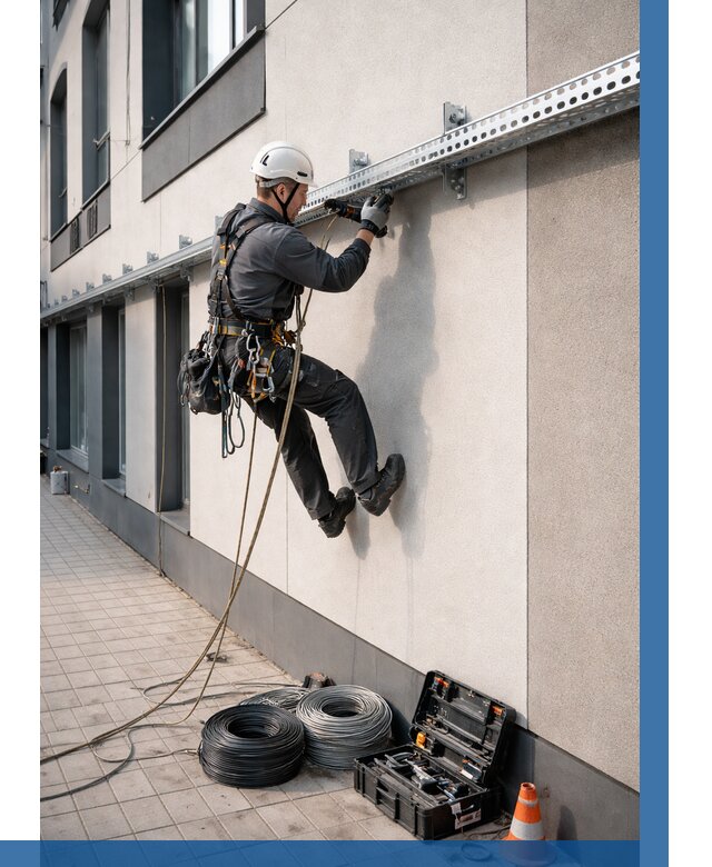 Монтаж кабельных лотков на фасаде в Озёрске от 1217 р. | ВЫСОТНИК-Озр