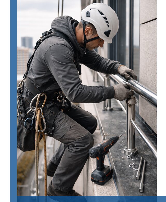 Монтаж ограждений на высоте в Озёрске для зданий и конструкций