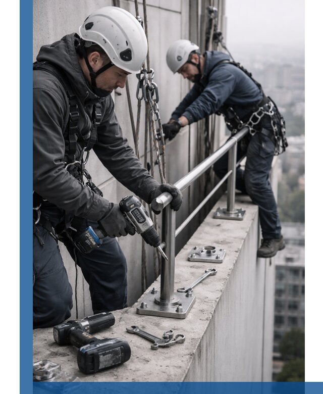 Монтаж перил на высоте в Озёрске для жилых и промобъектов