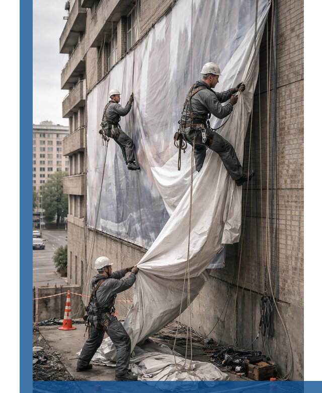Демонтаж баннеров с фасада в Озёрске оперативно и безопасно