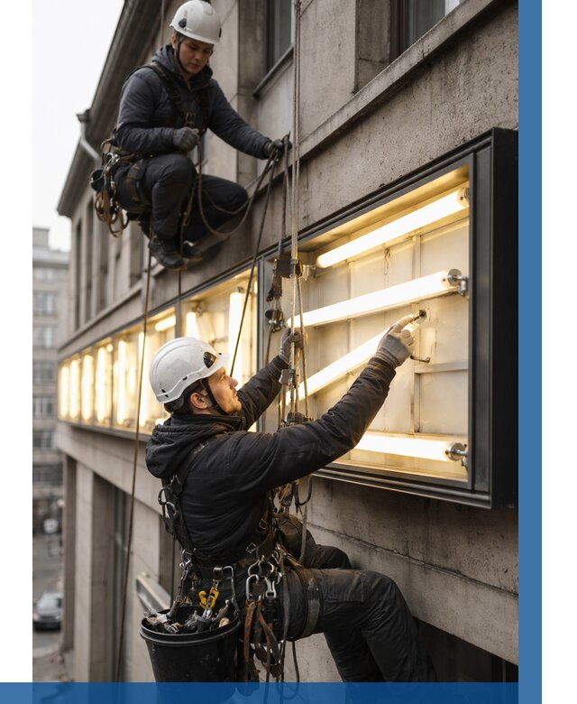 Замена ламп в вывеске в Озёрске под ключ от 3550 р. | ВЫСОТНИК-Озр