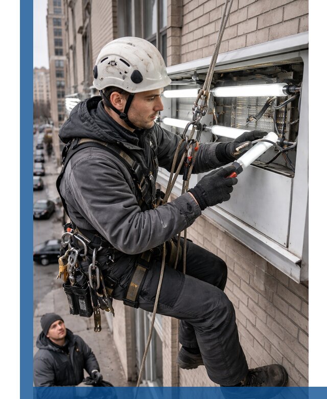 Профессиональная замена ламп в наружной вывеске в Озёрске