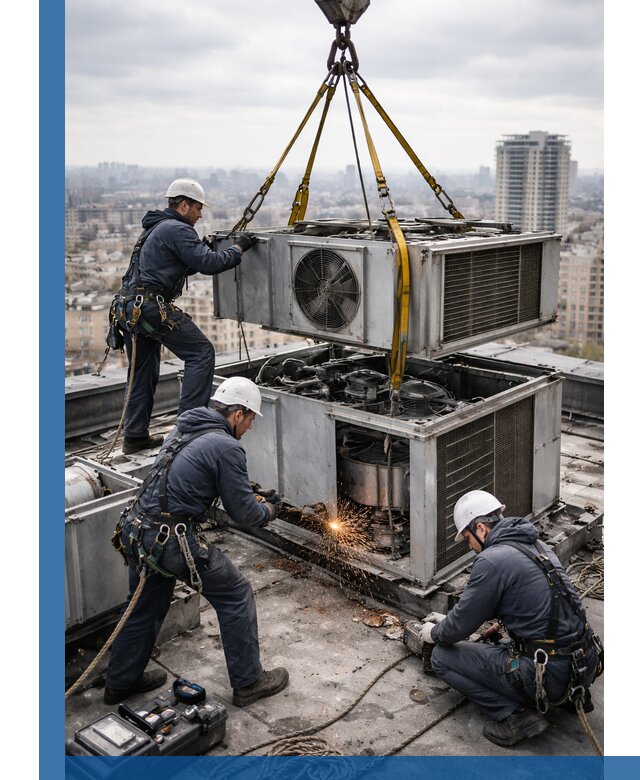 Демонтаж крышной установки в Озёрске любой сложности