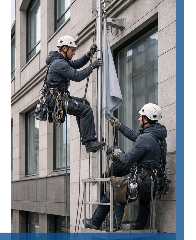 Установка флагов на фасаде в Озёрске от 4564 р. | ВЫСОТНИК-Озр