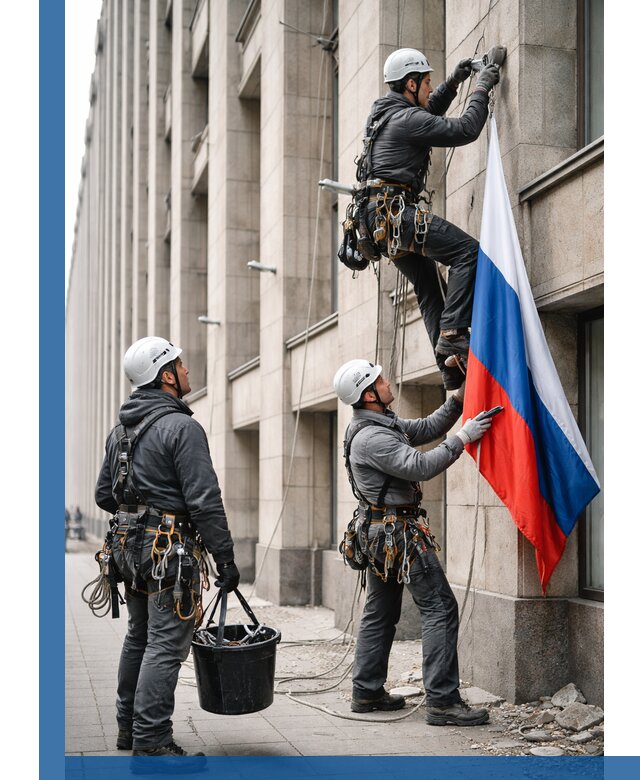 Профессиональная установка флагов на фасаде в Озёрске