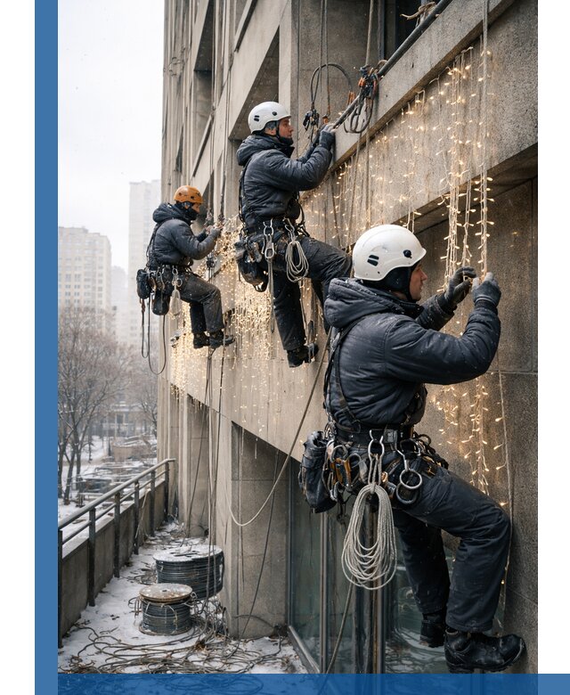 Монтаж новогодней иллюминации и украшение фасадов в Озёрске