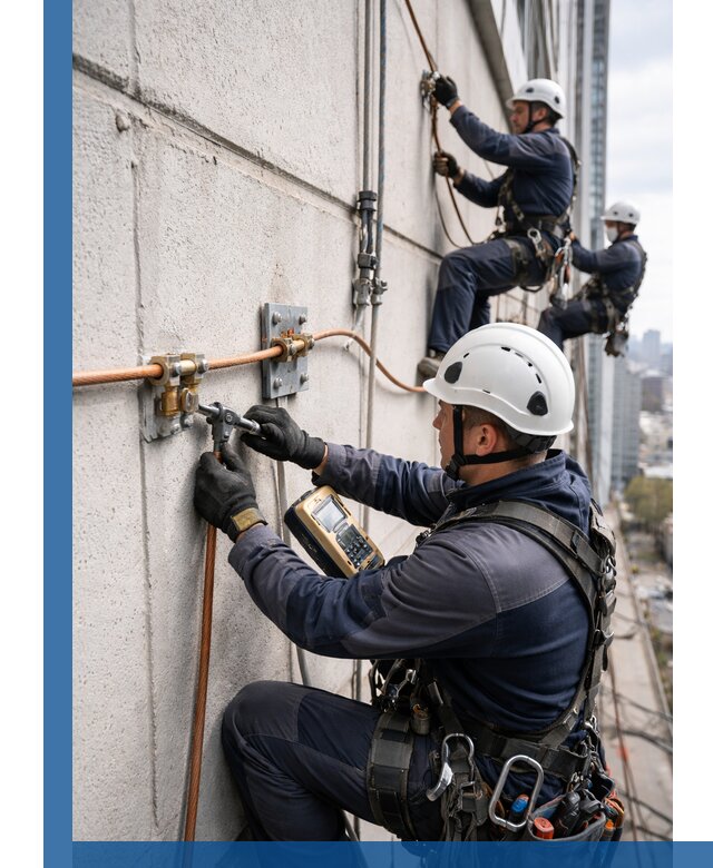 Монтаж системы заземления здания и молниезащиты в Озёрске